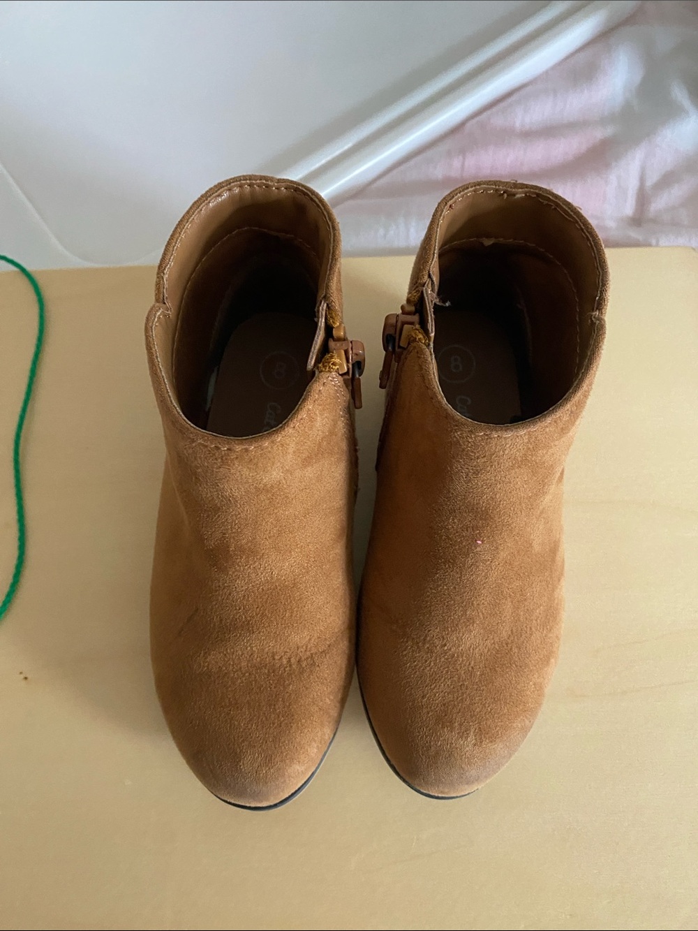 Cat & Jack Tan Suede Ankle Booties with Side Buckle
